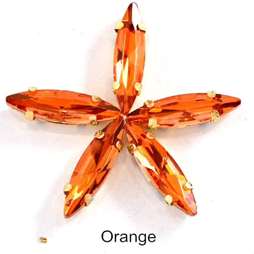 Orange 50 шт 4x15 мм конский глаз Форма пришить стразы с коготь Кристалл Стекло Стразы с золотой коготь для Сделай Сам одежда B1194 - Цвет: Orange