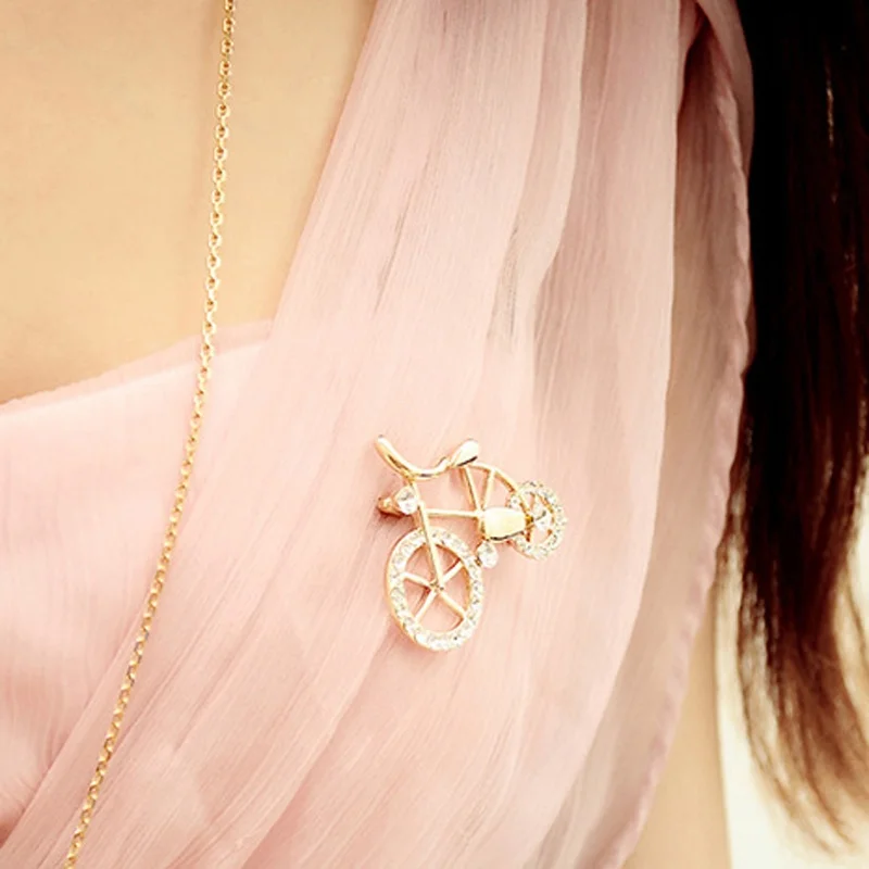 1 шт. элегантная Золотая горная хрусталь в форме велосипеда для мужчин и женщин