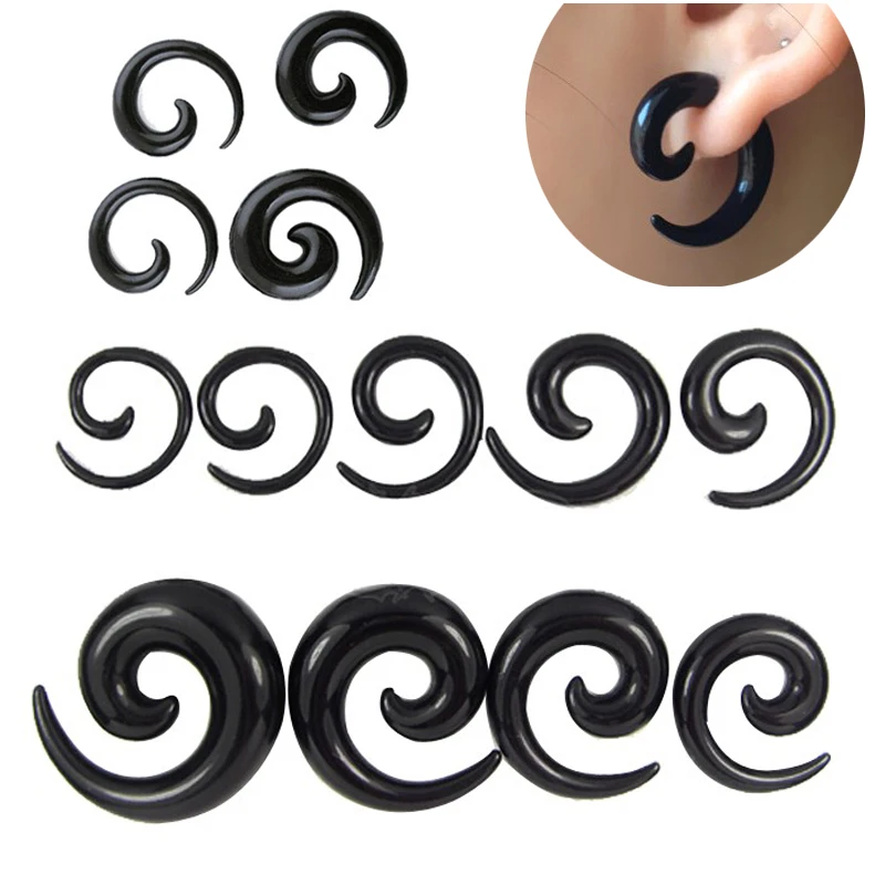 2 шт. акриловые пластиковые черные спиральные затычки для сережек в стиле панк