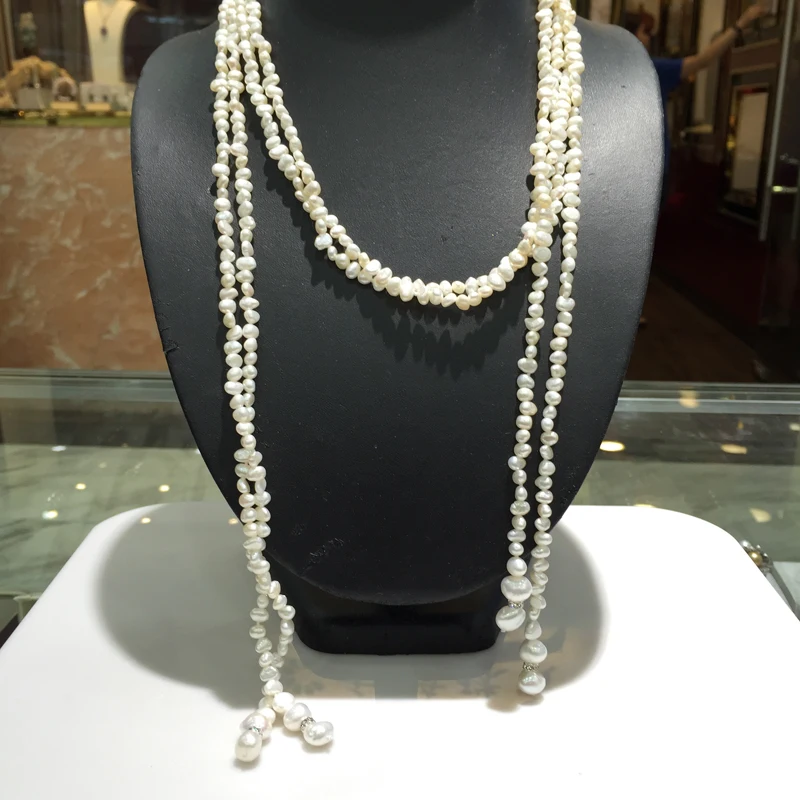 Длинное ожерелье из пресной воды и жемчуга шарф стиль настоящий жемчуг Модные
