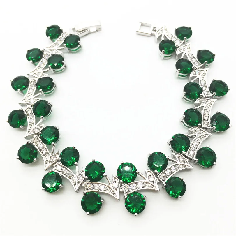 Женский браслет цепочка зеленый гранат ювелирное изделие из стерлингового