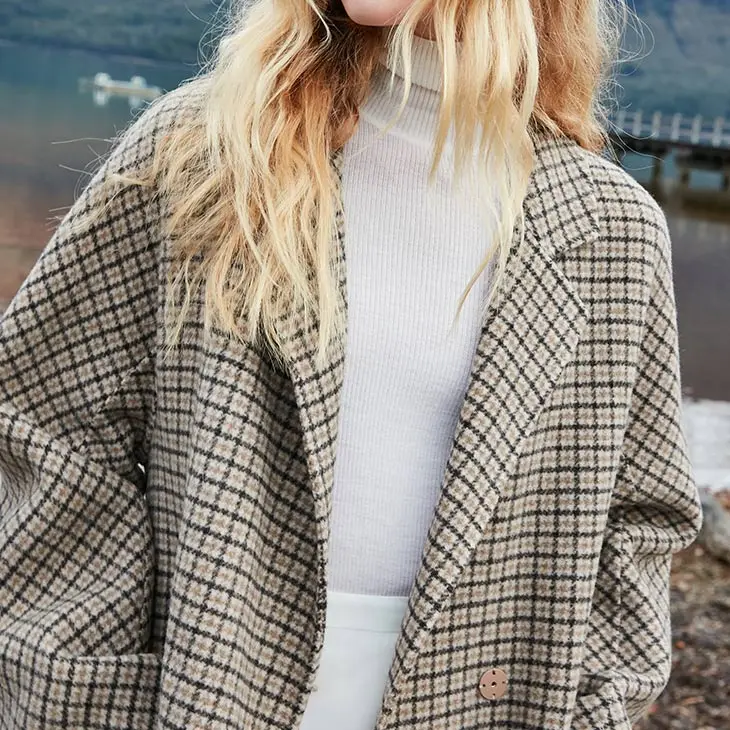 Vero Moda пальто женское Женская Новая двухсторонняя шерстяная длинная Клетчатая Шерстяная куртка | 318427508