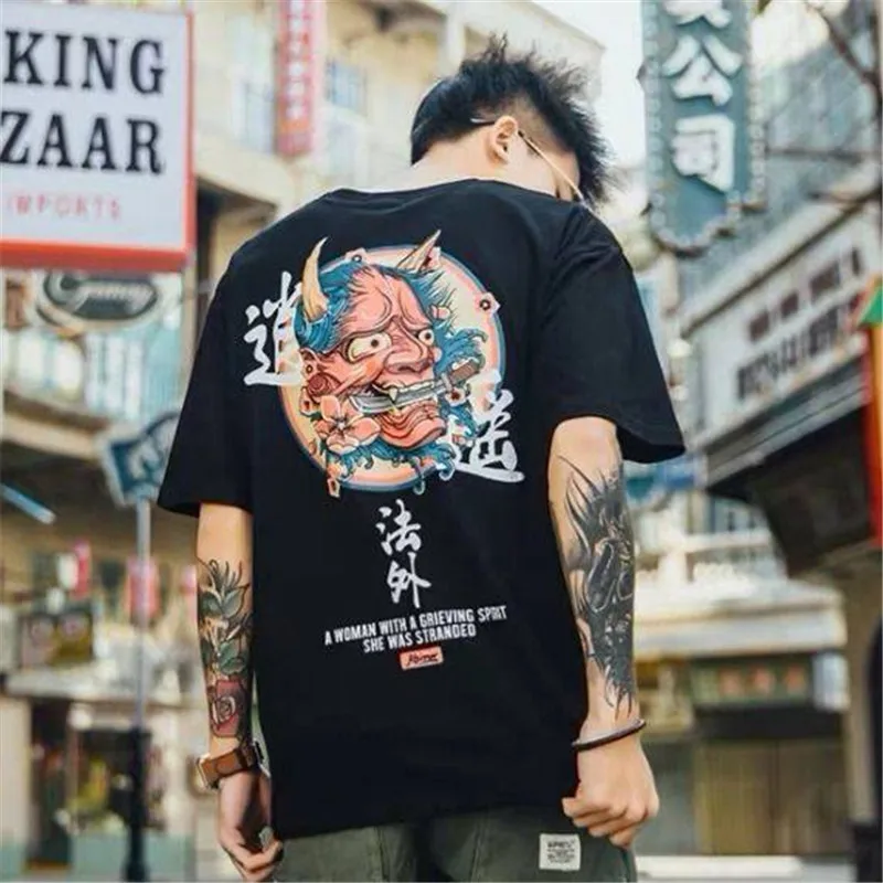 Japan Hip Hop T Shirt Men Funny Print Tshirt Streetwear Casual Short Sleeve Summer Tops Fashion Harajuku Printed Boys | Мужская одежда