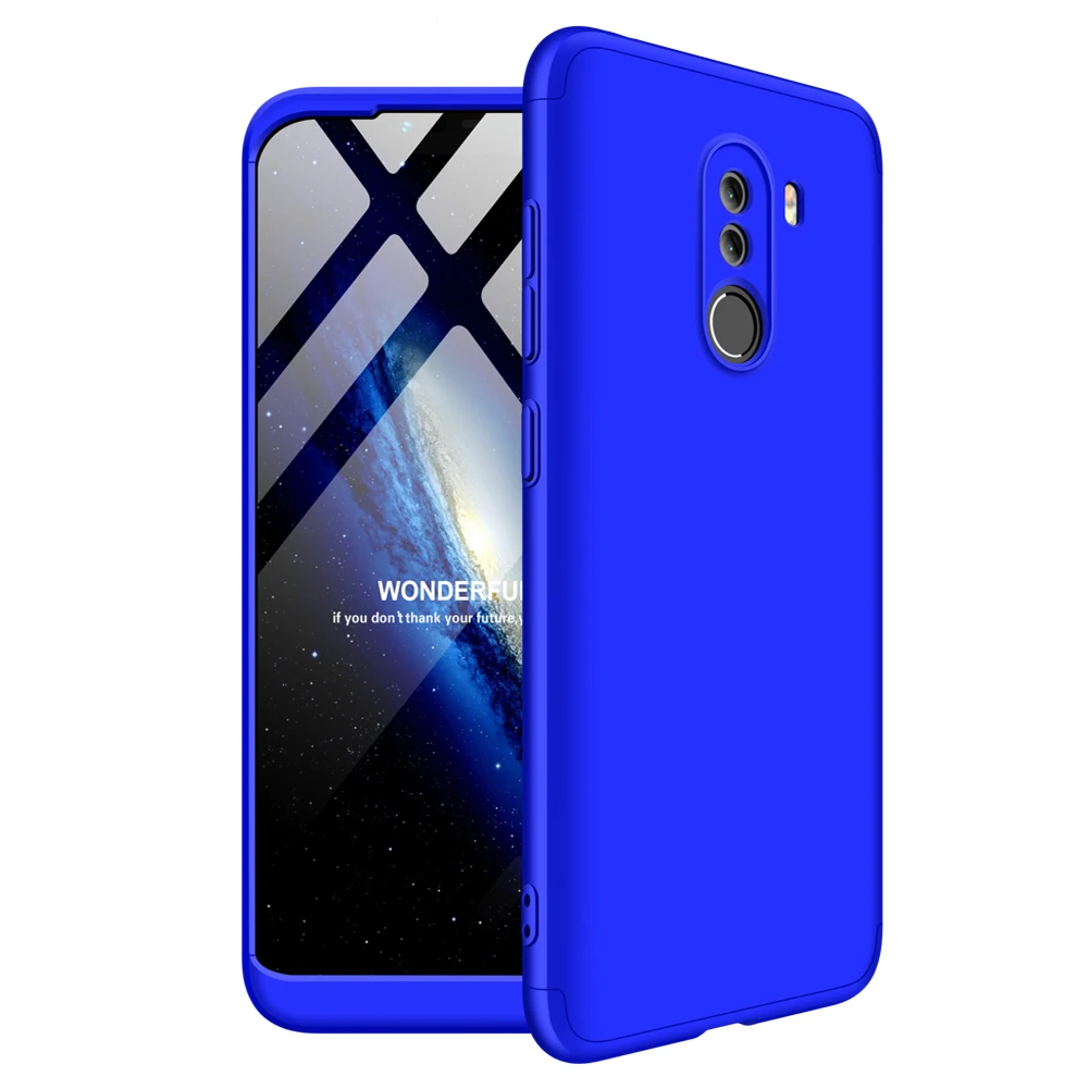 Синий Poco F1 Роскошный 360 градусов полный чехол s для Pocophone F1 чехол для телефона для Xiaomi Pocophone F1 F 1 глобальная версия чехол для телефона - Цвет: Синий
