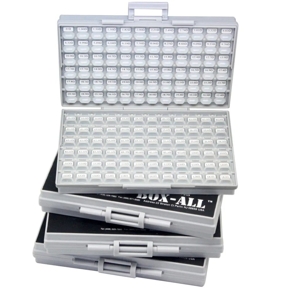 AideTek SMD SMT 0805 1% E96 Резистор Комплект 491 значений 100 шт/значение 4 коробка-все ROHS резистор коробка для хранения пластиковая часть коробка R08E96100
