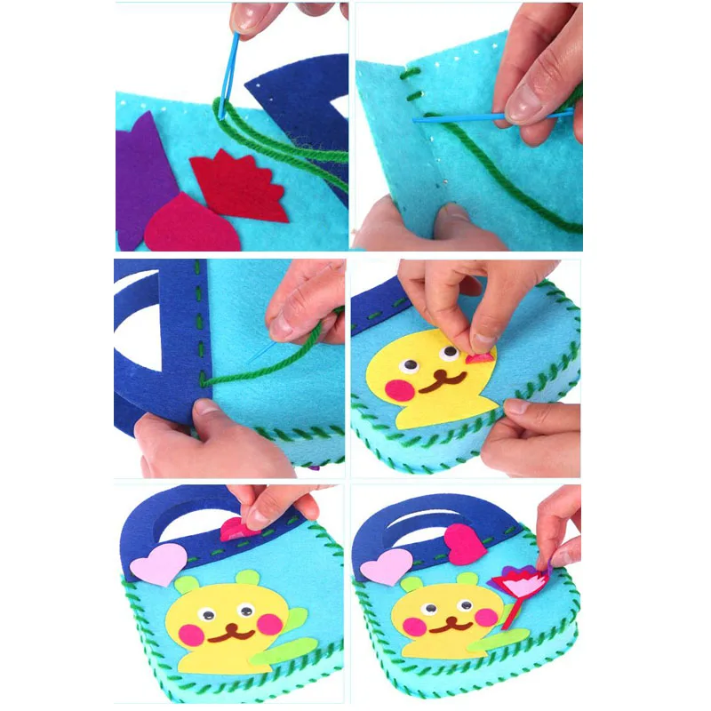 DIY сумка из нетканого материала ручная с мультяшной стерео пастой креативные