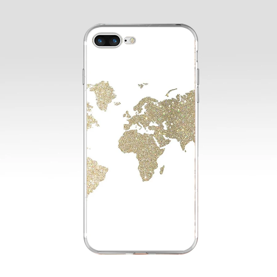 Мягкий силиконовый чехол из ТПУ с изображением золотой карты мира 161AQ для Apple iPhone 6