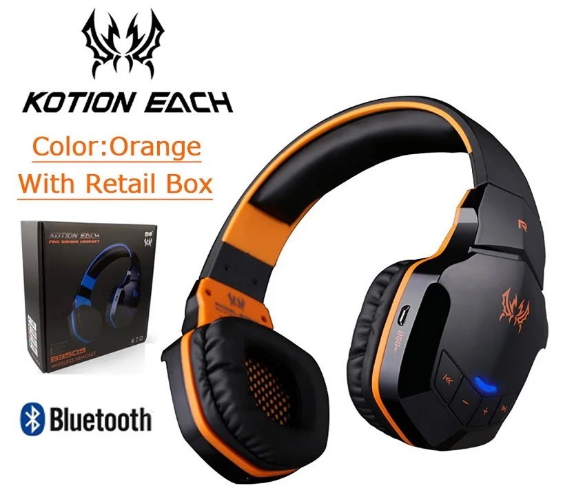 O-With Retail Box KOTION EACH B3505 беспроводные Bluetooth наушники игровые гарнитуры PC Gamer наушники с микрофоном светодиодный светильник для смартфонов - Цвет: O-With Retail Box
