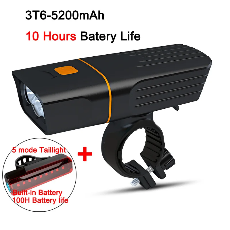 3T65200mAh Taillight Многофункциональный 3* T6/L2 яркий светодиодный светильник 3 режима водонепроницаемый перезаряжаемый внешний аккумулятор вспышка светильник велосипедный светильник с креплением - Цвет: 3T65200mAh Taillight
