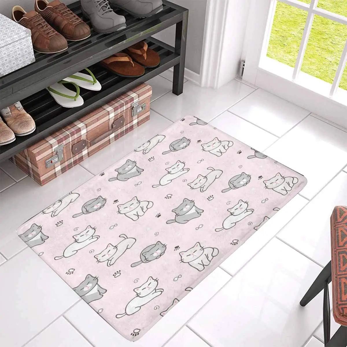 Милый мультяшный Кот Противоскользящий дверной коврик для домашнего декора