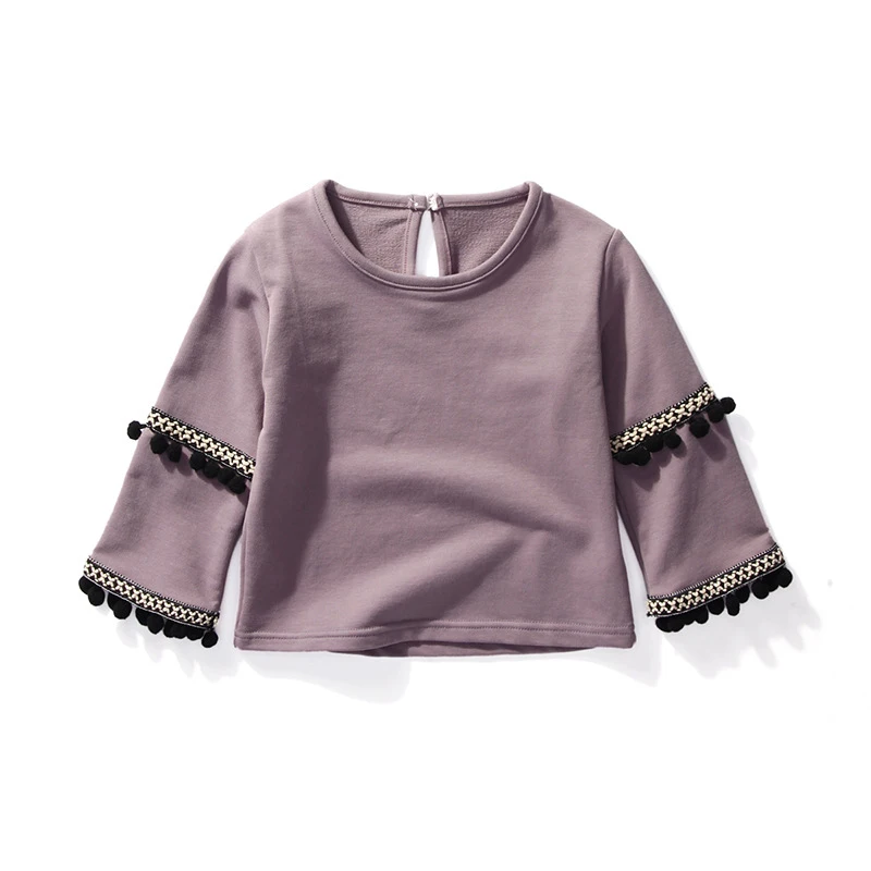 EABoutique Fashion Romantic Style Patch Double Tassels Sleeve girl winter top long sleeve Girls t-shirt | Мать и ребенок