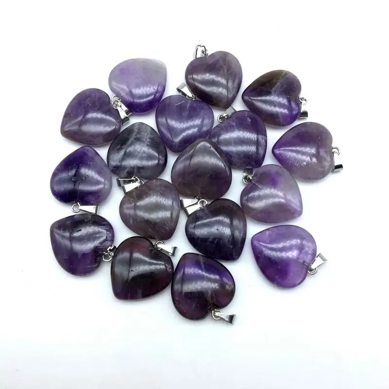 BEADZTALK 6 шт натуральный фиолетовый кристалл камень сердца Шарм Подвески DIY