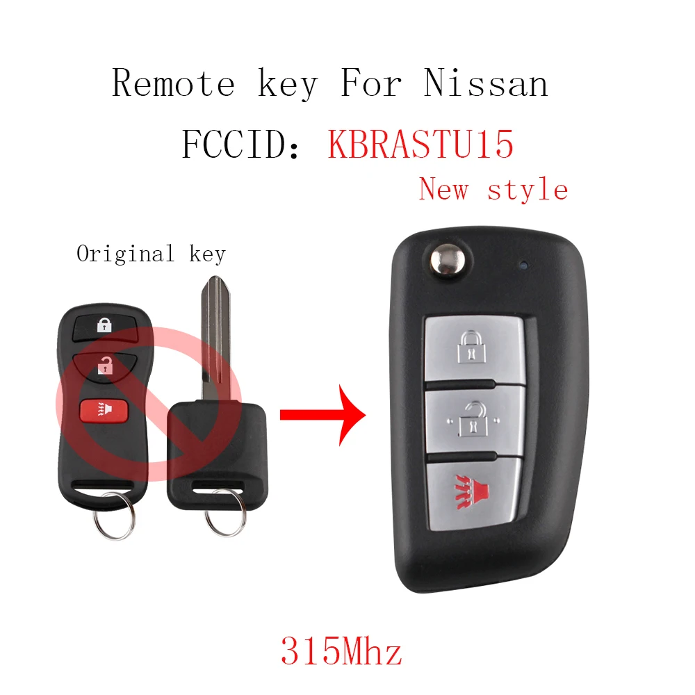 Новый стиль 3 кнопки дистанционного ключа 315 МГц для Nissan Versa 2007 2013 Xterra 2005 2014 KBRASTU15 ID46