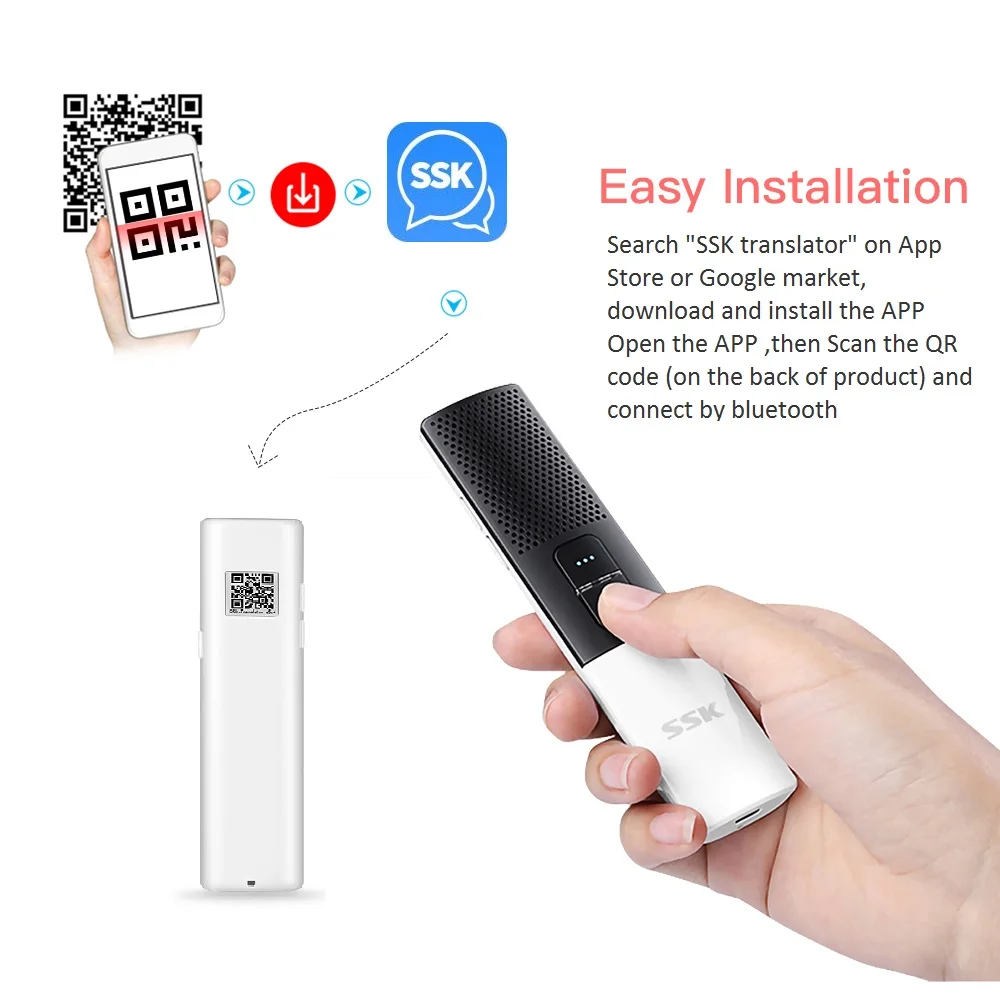 SSK Bluetooth Smart Language Translator двухсторонний перевод в реальном времени 80 + языковой для