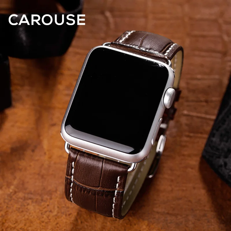 Кутить из телячьей кожи кожаный ремешок для наручных часов Apple Watch серии 3/2/1 42 мм 38