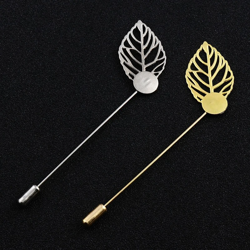 100 шт./партия Золотые/Серебристые Металлические безопасные булавки DIY брошь 8,5 см длина в форме листа булавка ручной работы Свадебный бутоньерка материал аксессуары
