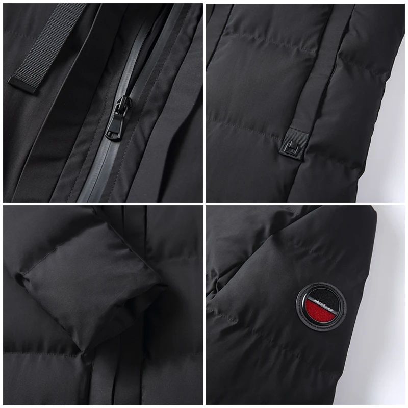 POSSO Mens stylish parka winter warm puffer jacket quilted zipper hooded thick outwear men long coat with knitted hat | Мужская одежда