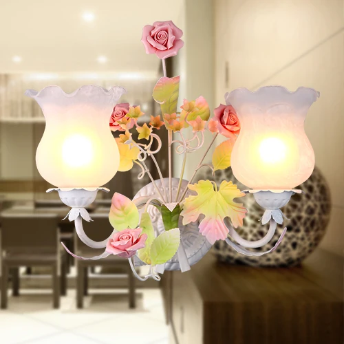 Европейский пасторальный стиль корейский светлый розовый цветок розсветильник