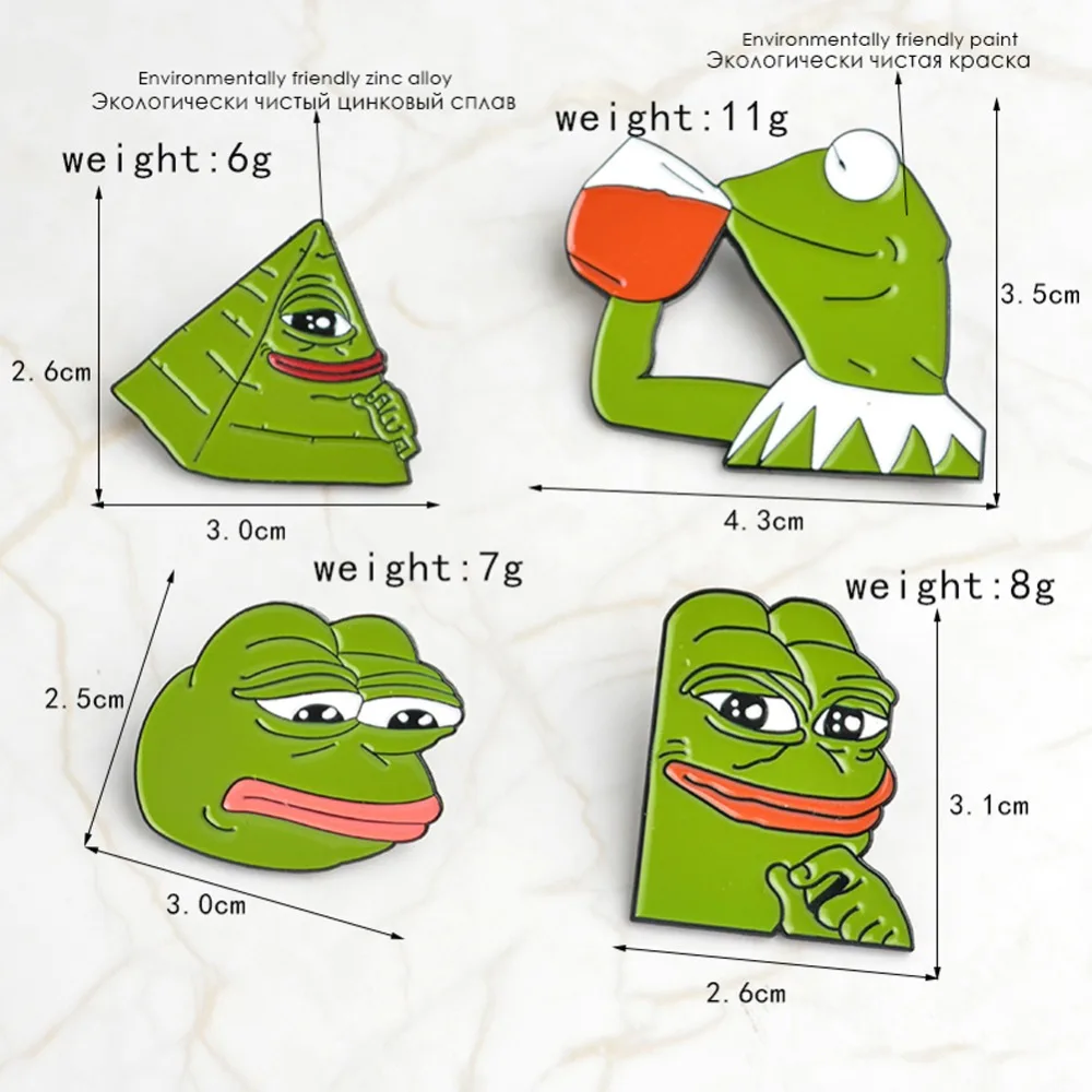 Значок на булавке Smile Sad Frog Pepe thinker значок с отворотом забавной эмалью булавка На - Фото №1