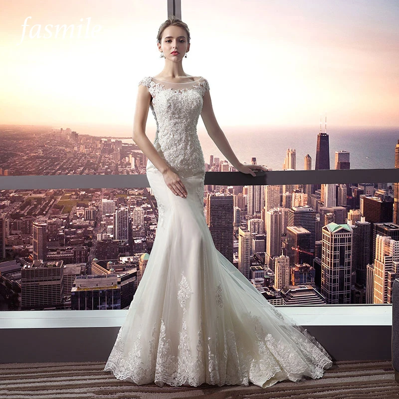 Fansmile Новое поступление Vestido De Noiva детское платье силуэта русалка свадебное 2020 по