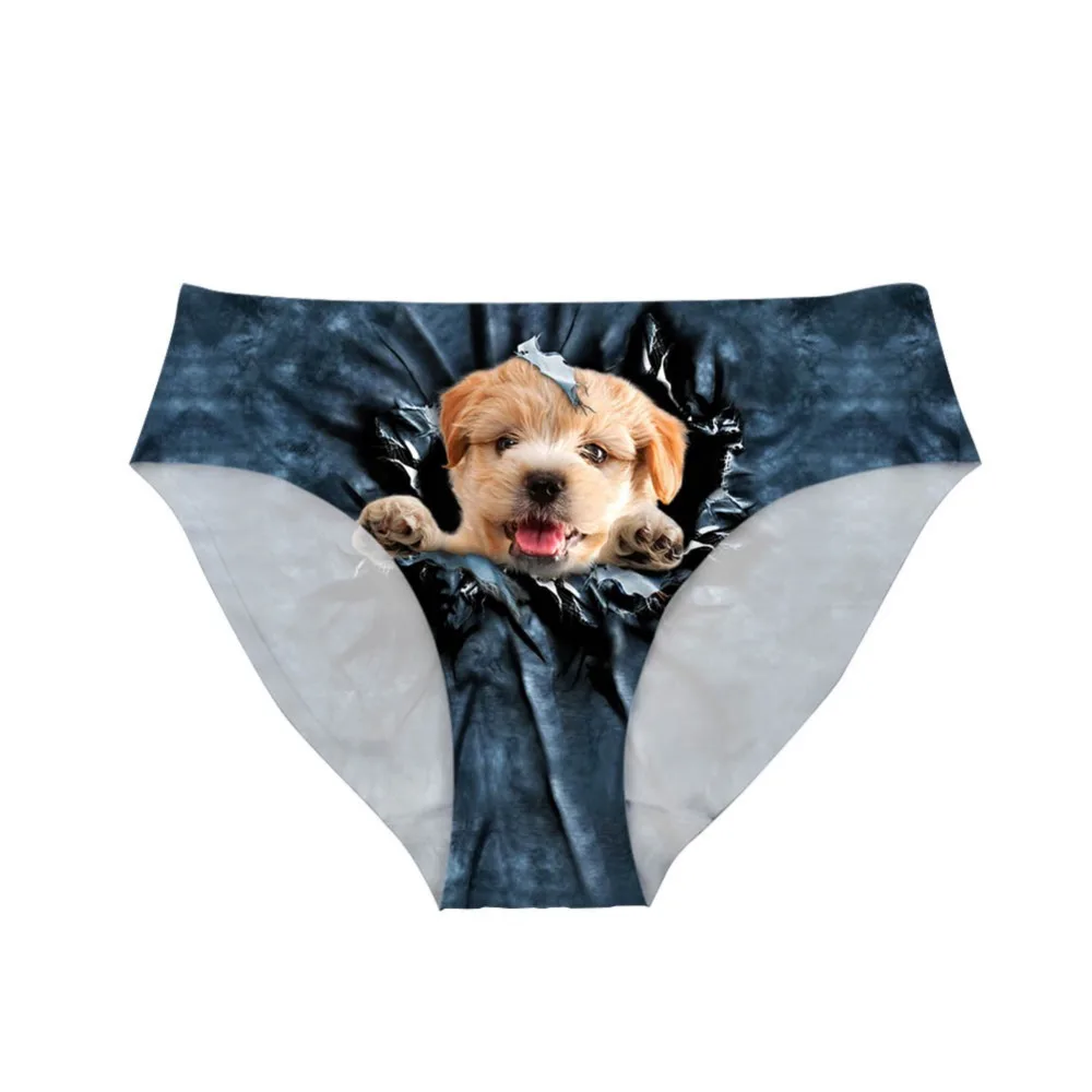 

FORUDESIGNS 2019 Новые Бесшовные женские трусики с 3D принтом собаки, нижнее белье, женские сексуальные трусики со средней талией, дышащие женские т...