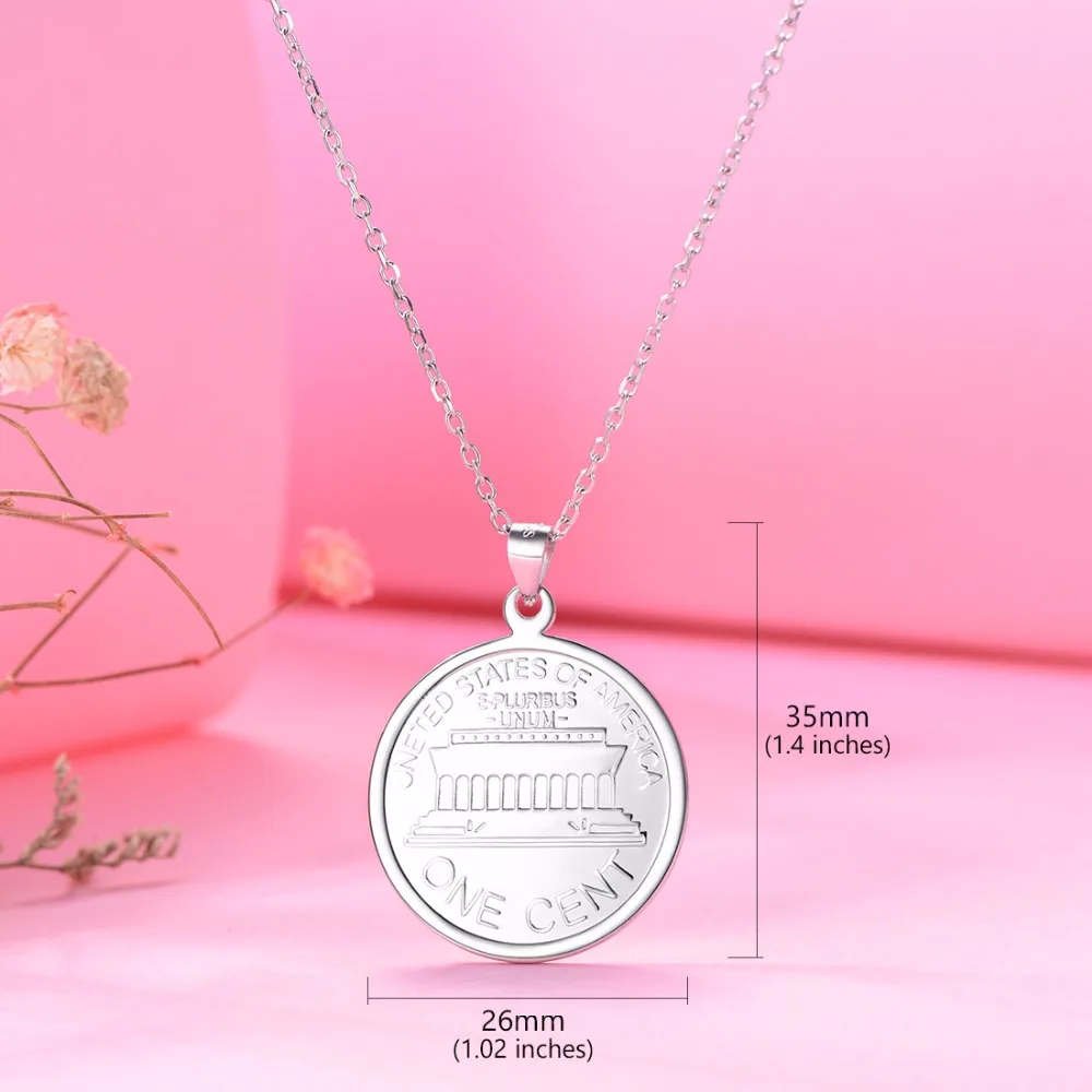 SILVERCUTE 925 серебро один цент колье с монетой унисекс для женщин и мужчин ювелирные