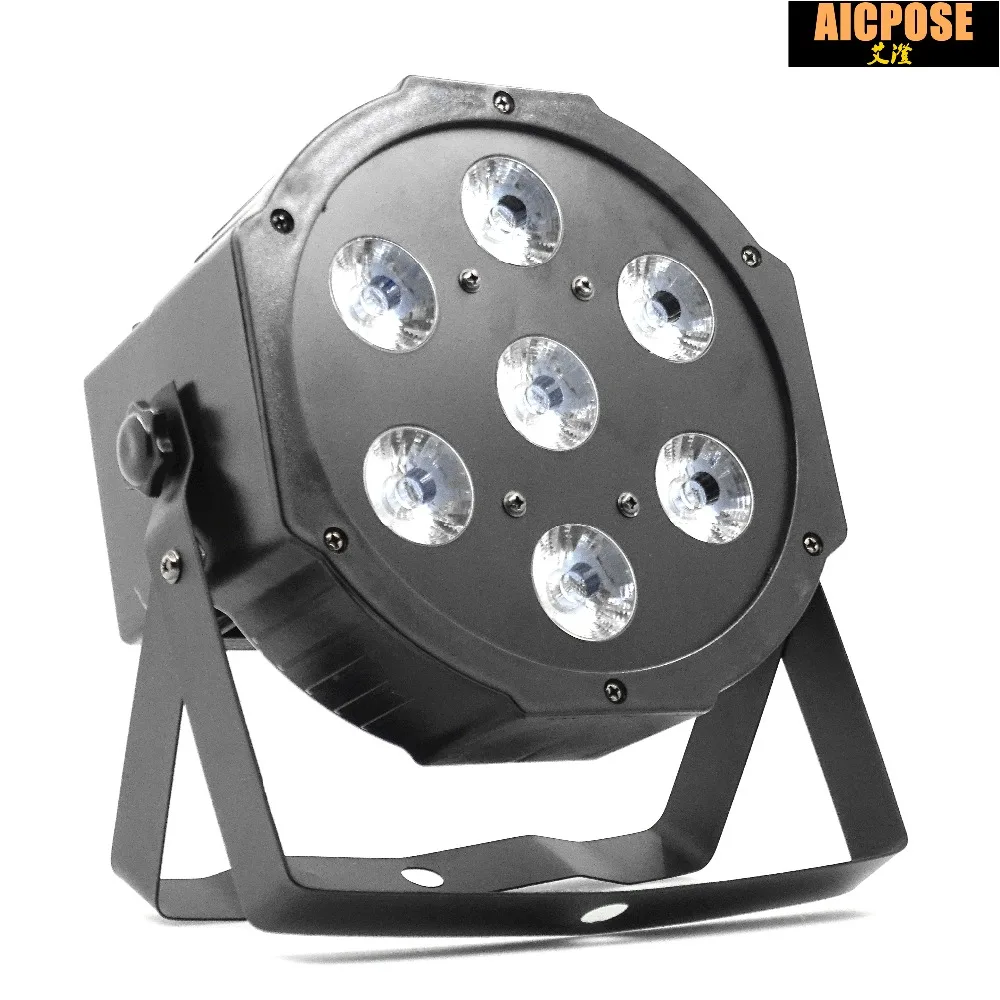 8 шт. 7x18 Вт led Par огни RGBWA UV 6в1 плоский par dmx512 Дискотека профессиональный сценический