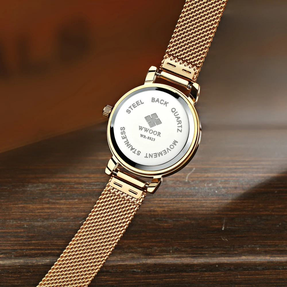 2019 WWOOR кварцевые женские часы брендовые Роскошные наручные из нержавеющей стали
