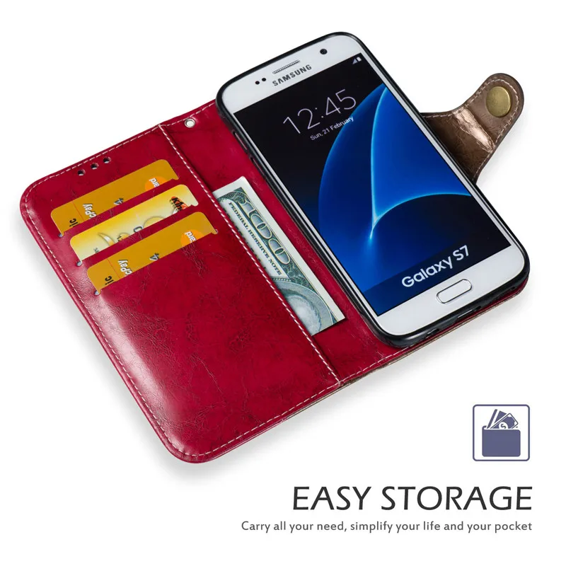 Магнитный кошелек кожаный чехол для samsung Galaxy S7 край G930 G935 искусственная кожа флип