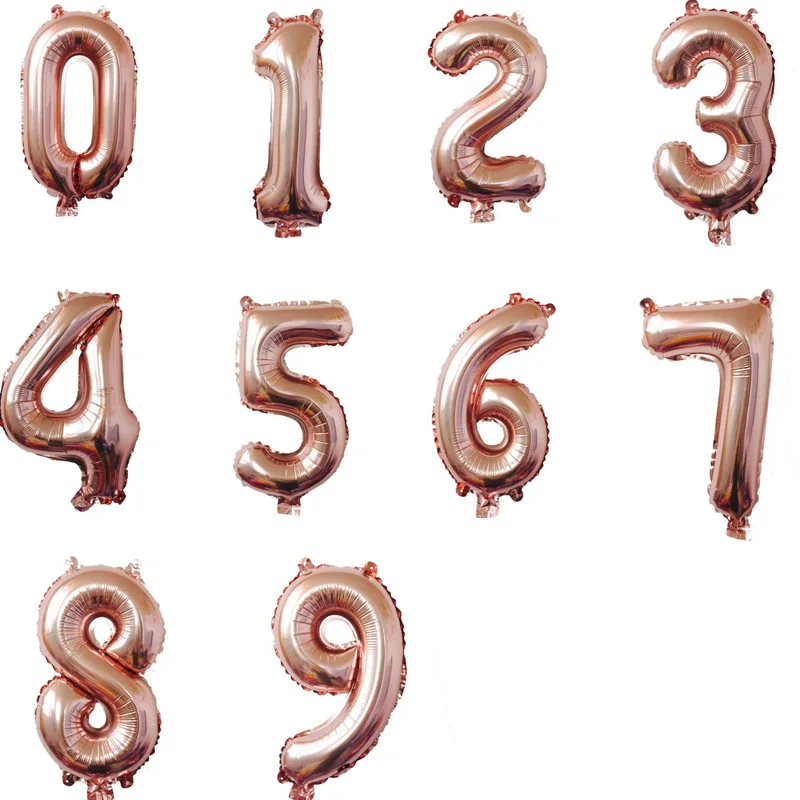 

Воздушные цифры 16 дюймов розовое золото 0-9 номер фольги Воздушные шары на день детского дня рождения праздничный декор для свадьбы и Помолв...
