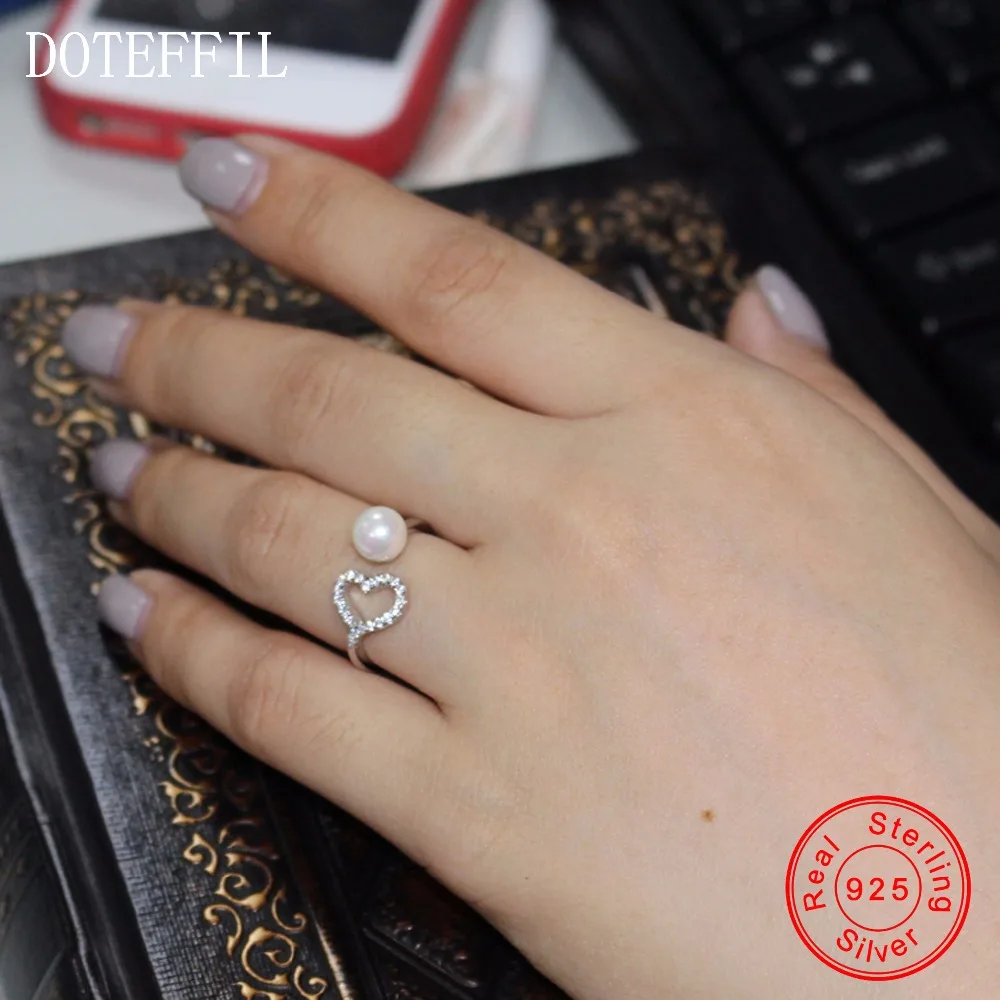 Женское кольцо из серебра 100% пробы с жемчугом|925 silver ring|heart ringfashion rings women |