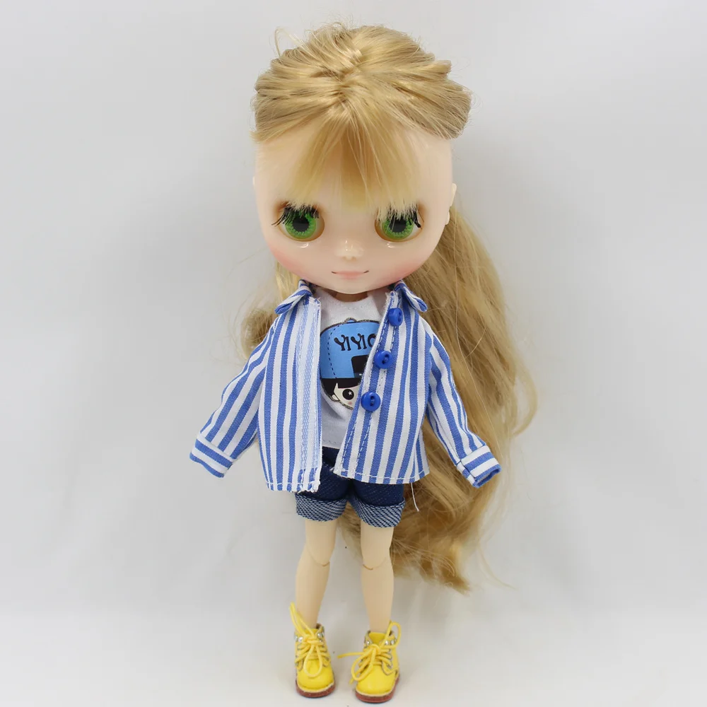 Наряды для Middie Blyth doll белая футболка с синей полосой и джинсы брючный костюм 20 см