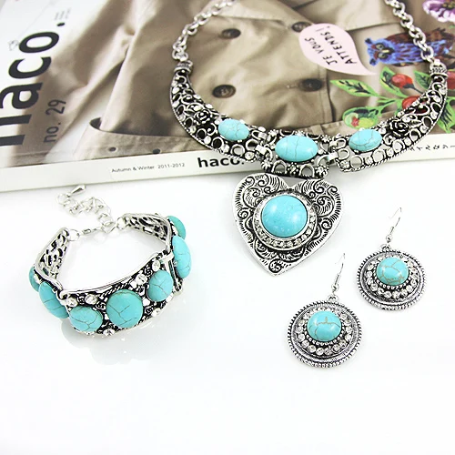 OCESRIO украшения с синим камнем комплекты большое сердце колье Цепочки и ожерелья