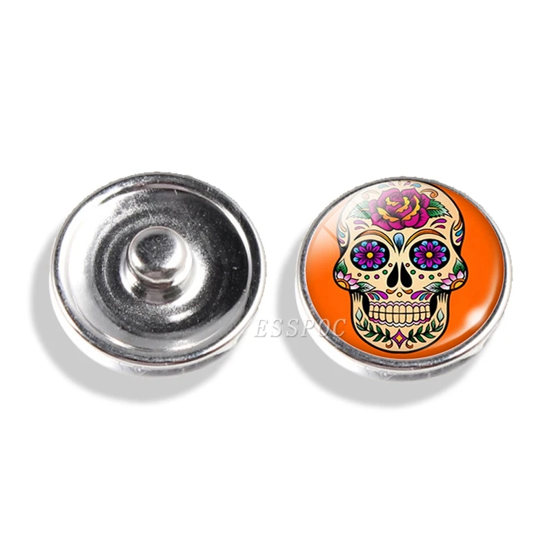 12 шт. смешанный сахарный череп узор 18 мм стеклянные кабошоны Кнопка подходит 18 мм оснастки браслет ожерелье Diy ювелирных изделий Аксессуары