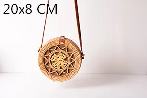 Flower Leather20x8cm Пляжные сумки из ротанга, новинка, летние соломенные сумки, сумочки ручной работы, женские сумки через плечо, тканые сумки в стиле бохо - Цвет: Flower Leather20x8cm