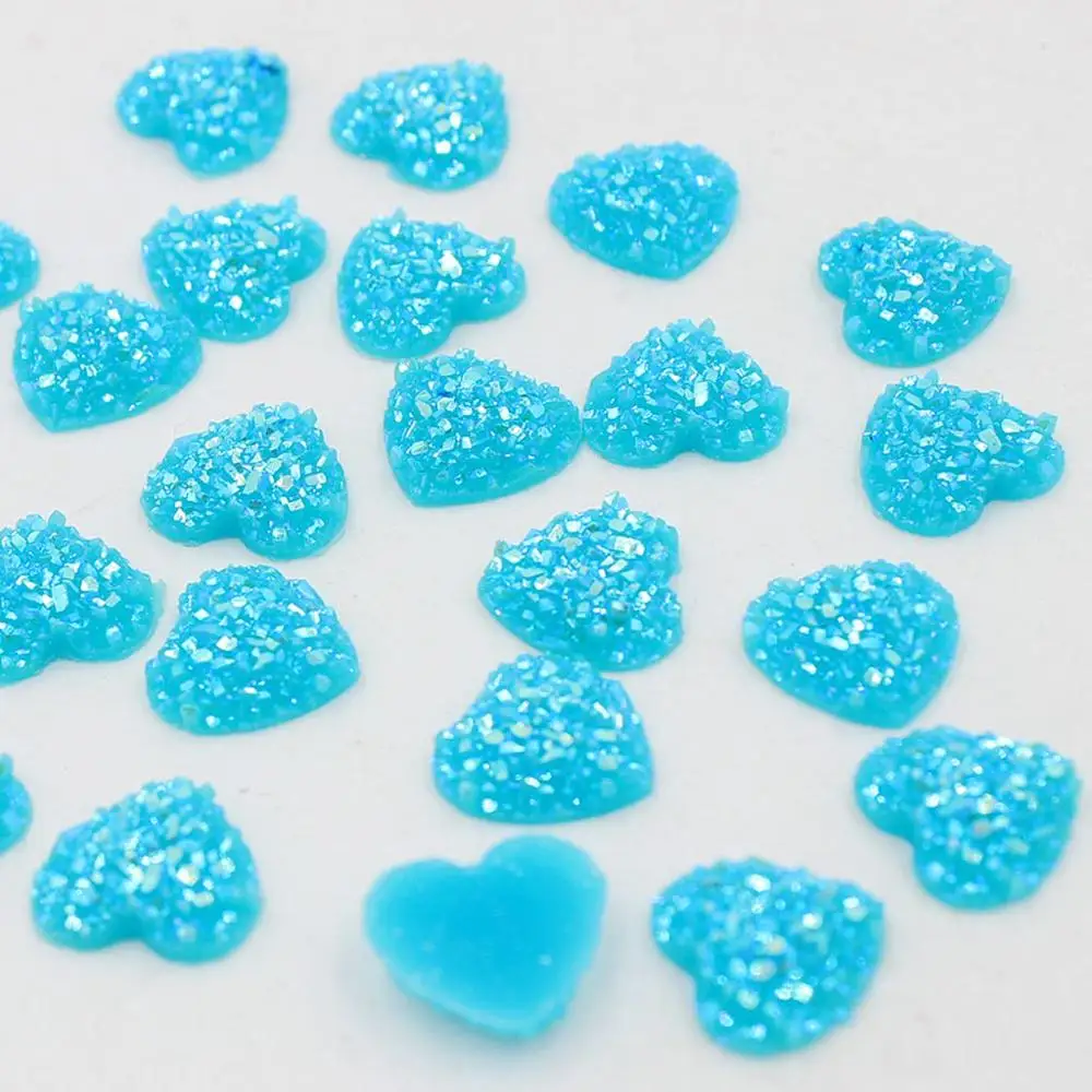 Jelly sky blue Новая мода 50 шт./лот 12 мм много AB Цвет руды поверхности дизайн Flatback смолы сердце камень Бусины, смолы flatback Стразы - Цвет: Jelly sky blue