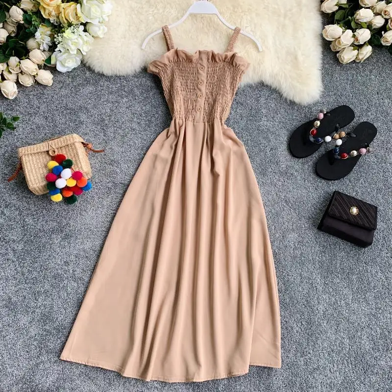 Khaki Женское однотонное длинное платье Летняя Сексуальная юбка купальный костюм купальная пляжная одежда, купальники бикини - Цвет: Khaki