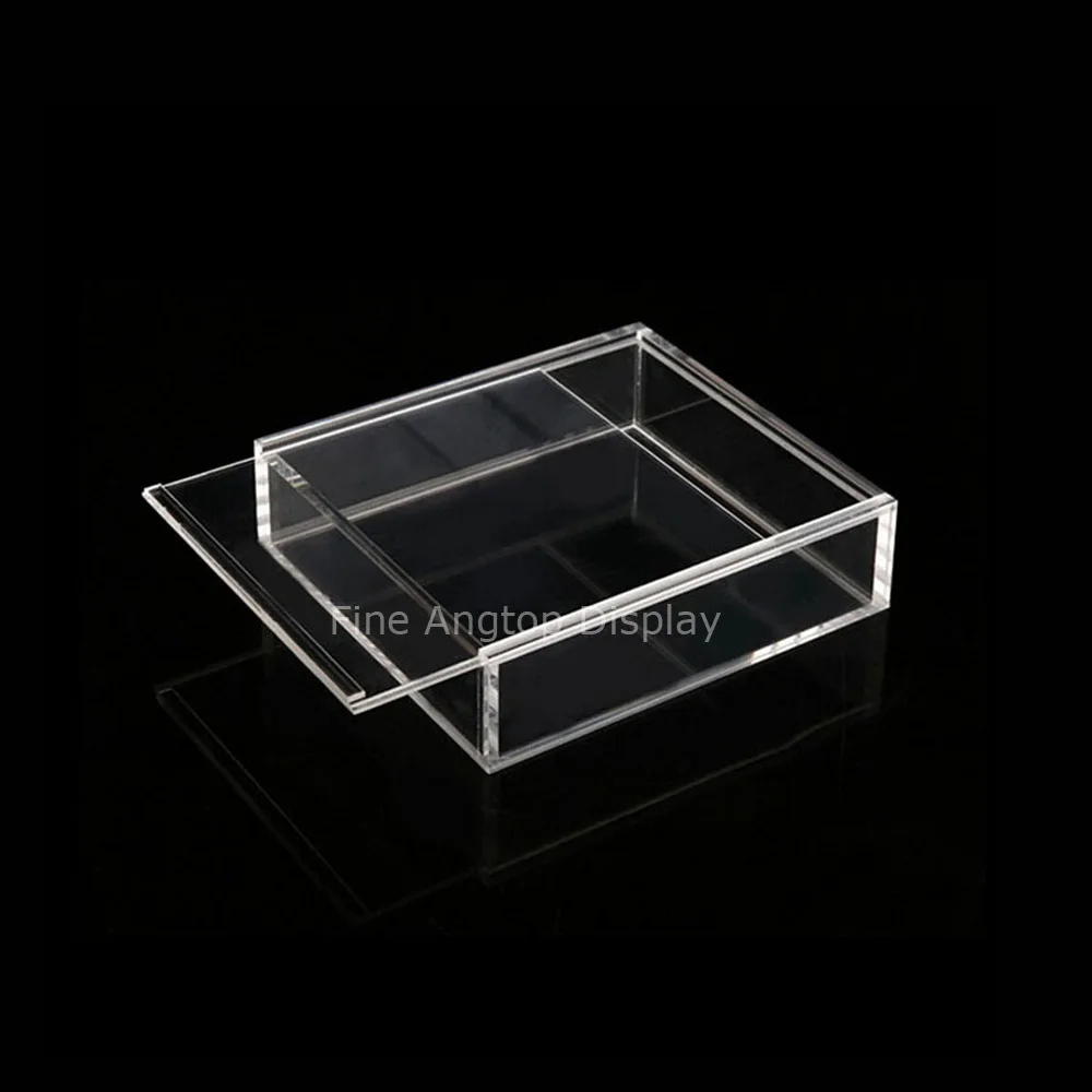 Акриловый Lucite ювелирный дисплей квадратная многоцелевая коробка с раздвижной крышкой