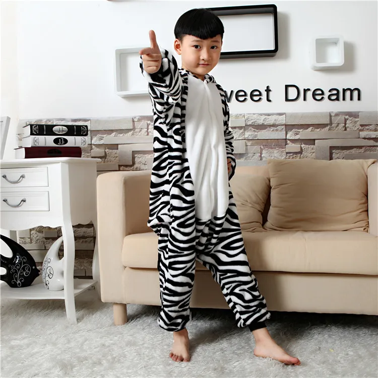 Аниме милый комбинезон Зебра Косплей Лошадь Дети фланелевые животные пижамы