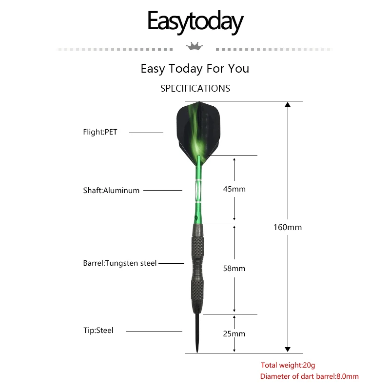 Вольфрамовые дротики Easytoday 3 шт./компл. твердые со стальным наконечником
