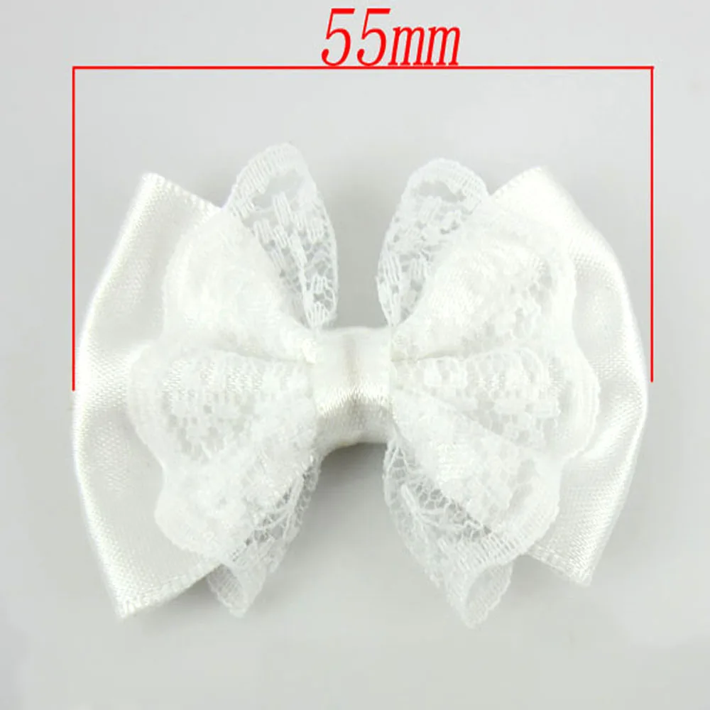 24 шт. белая кружевная сатиновая лента-цветы бантом луки для маленьких детей