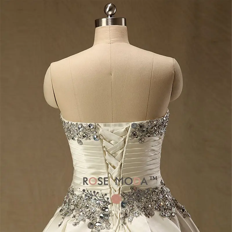 

Luxury Crystal Corset Princess Ball Gown Lace Up Back Church Wedding Dress Vestido De Noiva Real Photos