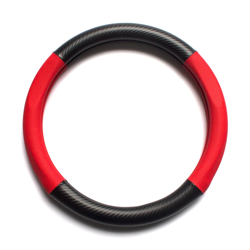 Carbon red Автомобильный Внутренний чехол на руль, Кожаное украшение для smart 453 fortwo forfour, 38 см, чехол на руль, модификация, стиль - Название цвета: Carbon red