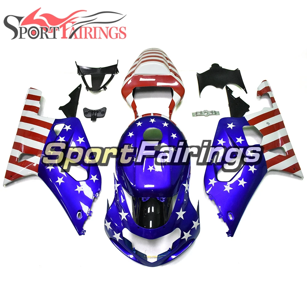 

Рамки для Suzuki GSXR600 GSXR750 K1 год 00 01 02 03 2000 2001 2002 2003 ABS Мотоциклетный комплект обтекателей синие белые красные полосы полный
