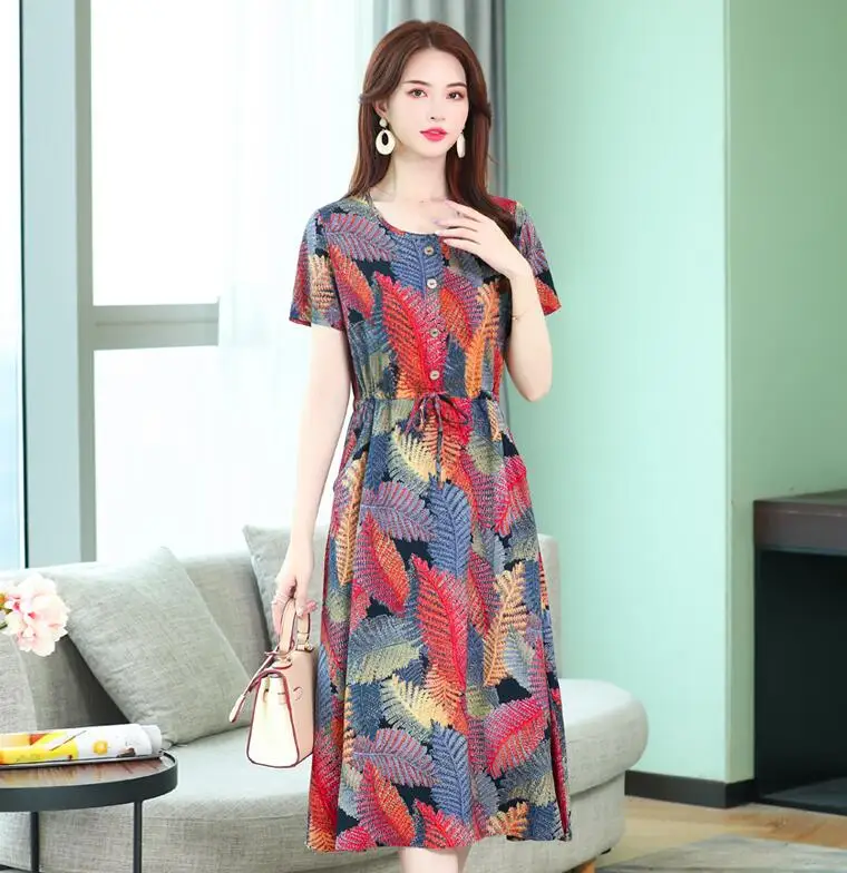 Vestidos mujer, ограниченная серия, новинка, круглый вырез, до середины икры,, Longo Vanled maix, платье для девушек, с коротким рукавом, круглый вырез, длинное, с принтом, тонкое - Цвет: 18