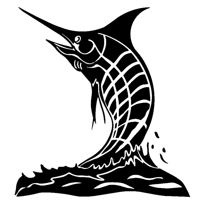 13.9cm*15.1cm Bule Marlin Fish Creative Stickers Decals Vinyl Black/Silver S3-5534 | Автомобили и мотоциклы