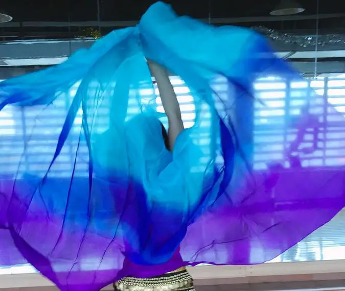 Шелковая вуаль ручной работы для танца живота градиентные цвета 250*114 см