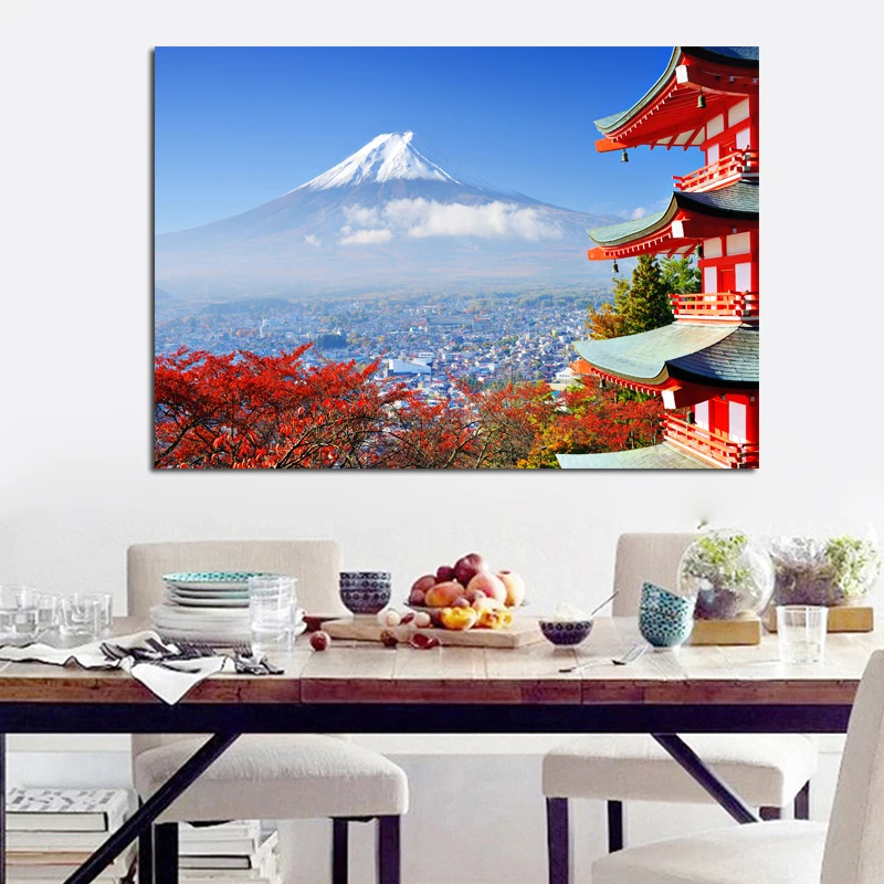 Самодельные современные картины Fuji Mountain And Cherry пейзаж живопись декоративные для