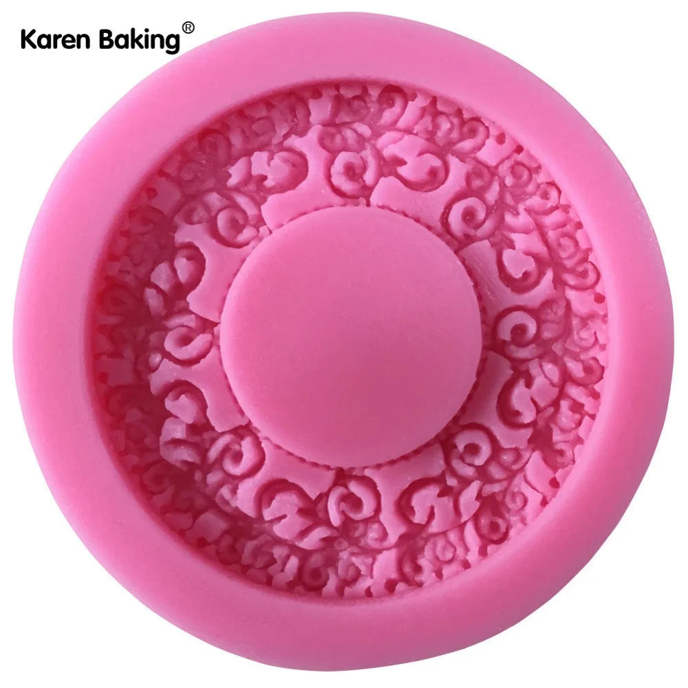 Круглый венок формы 3D Силиконовые Кружева помадка торт плесень шоколада