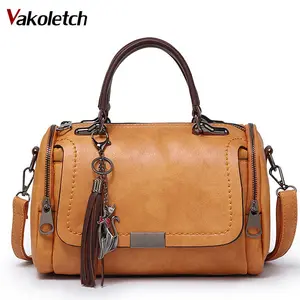 Женские сумки-мессенджеры 2020, сумки через плечо для женщин, Ретро Винтажные Дамские кожаные сумочки, сумка на плечо с кисточкой, женская сумка на молнии KL476